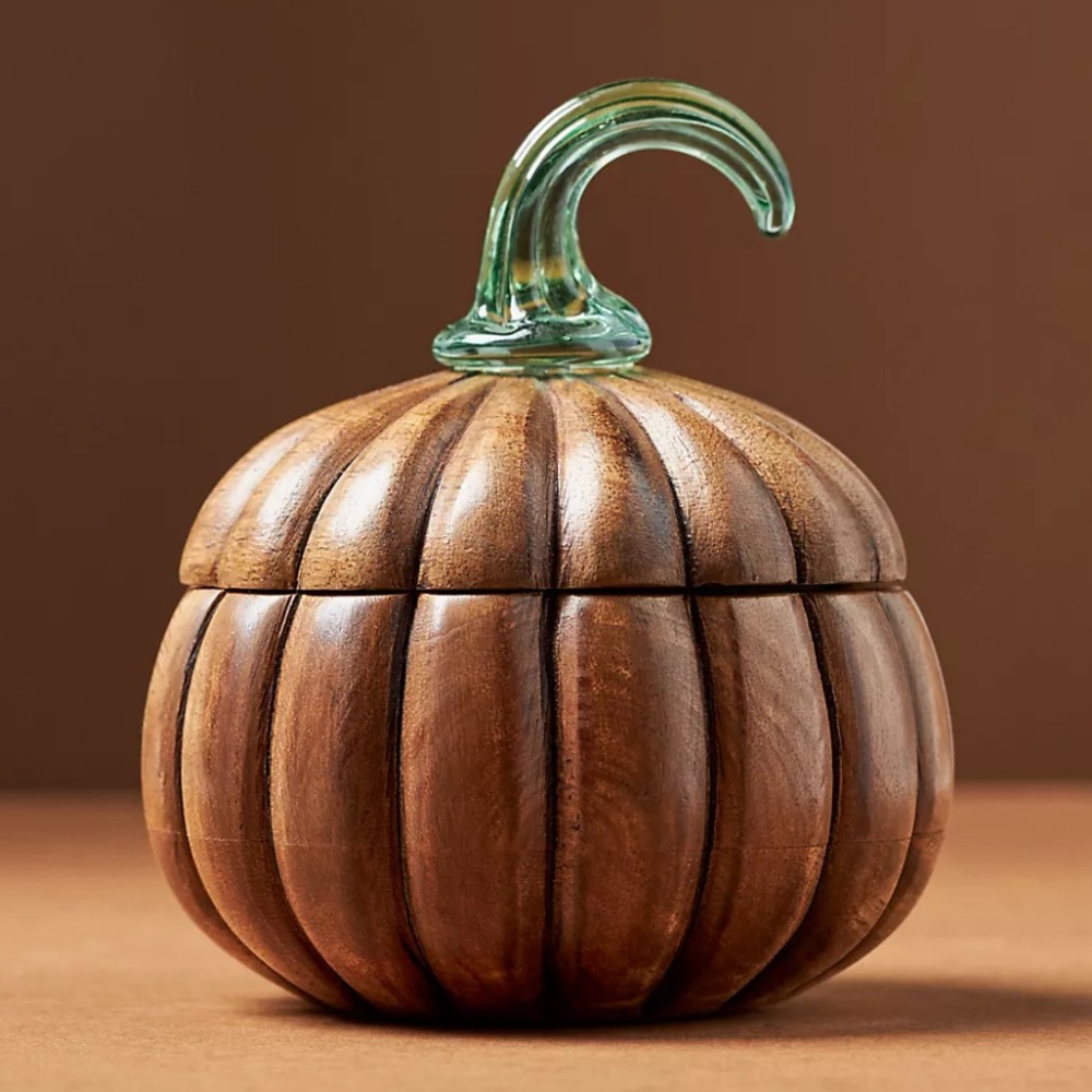 Anthropologie wooden Gourmand Bourbon & Pumpkin Candle, NEW!